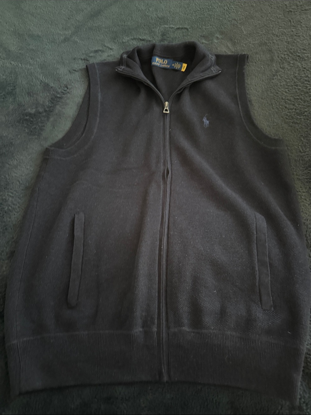 Polo by Ralph Lauren Navy Zip-Up Knit Vest M